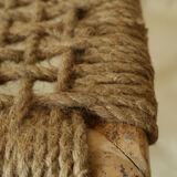 Tabouret bambou et corde artisanal vintage
