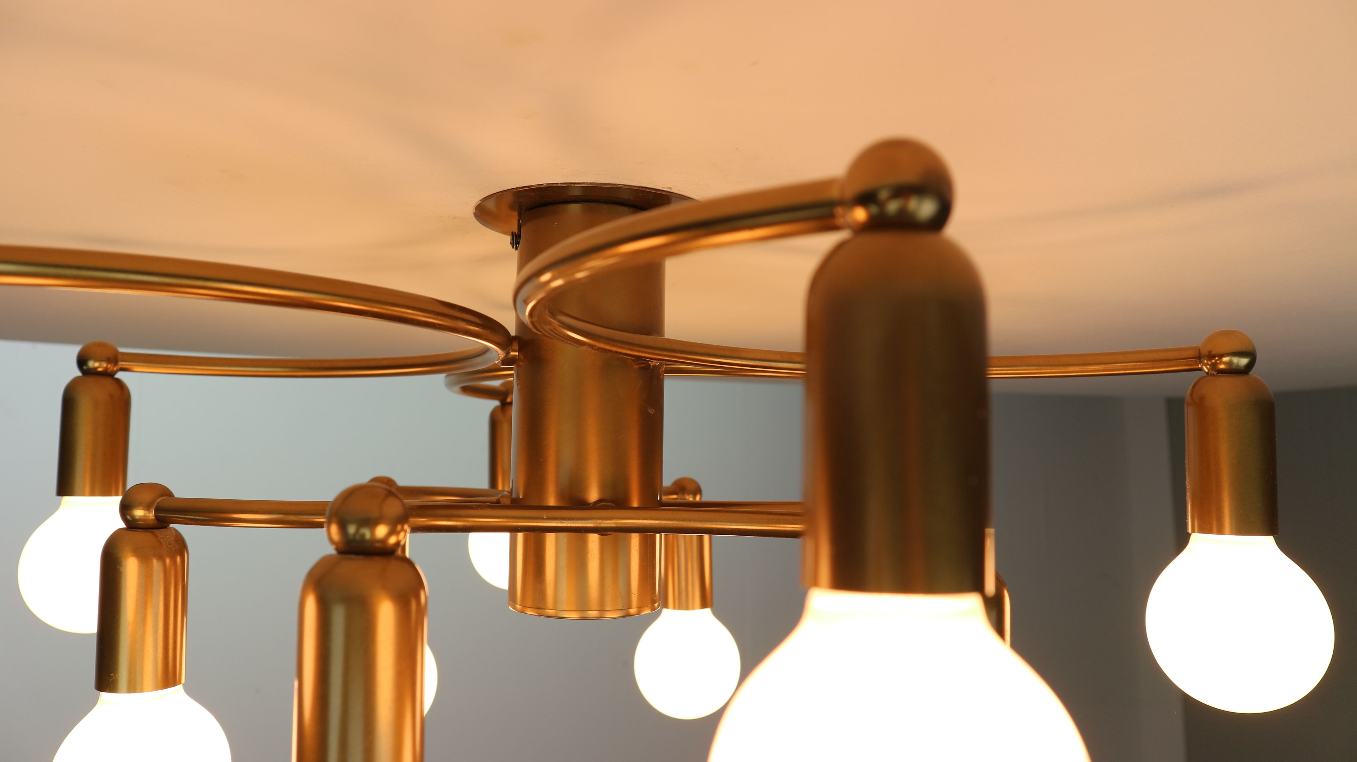 Vintage Modern Golden Color Ceiling Lamp, 1970s