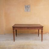 Vintage wooden and leather desk dining table
