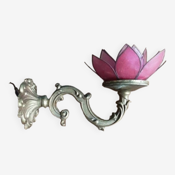 Wall lamp lotus flower petal mother-of-pearl bronze base
