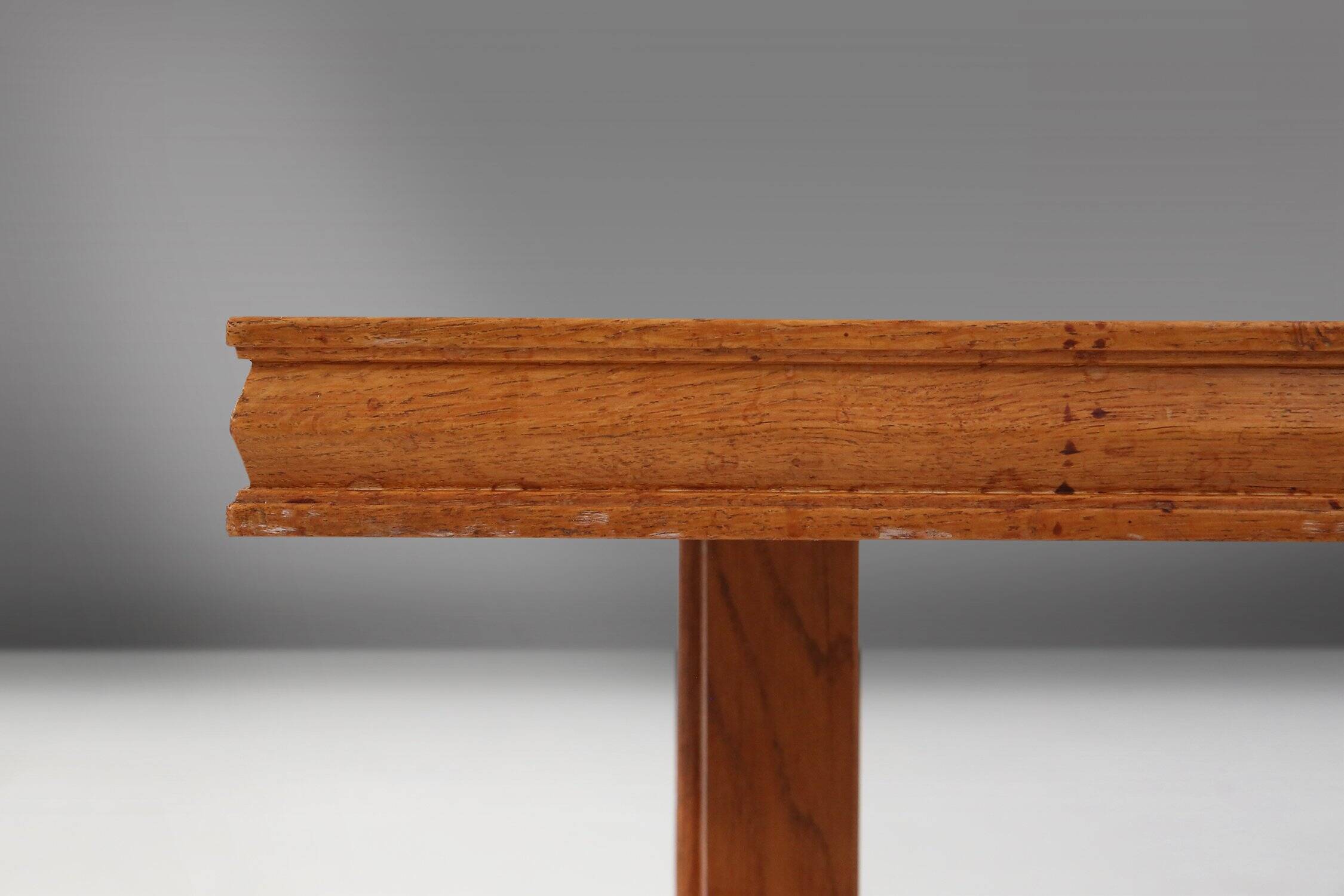 Art Deco Oak Coffee Table with Sculpted Details, Belgium 1940s