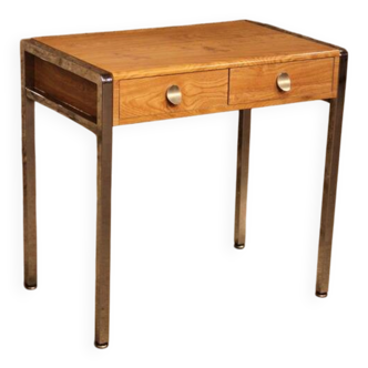 Small Desk 70 chrome leg laminated wood 2 drawers dressing table