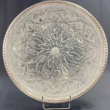 Plat circulaire en verre Art Déco signé Lorrain monture en argent massif minerve