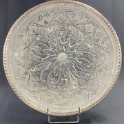 Circular Art Deco glass dish signed Lorrain, solid silver neck brace