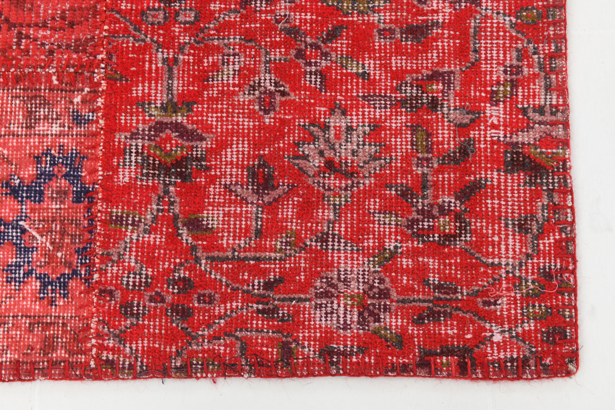 Tapis patchwork vintage en laine faite à la main 245x168cm