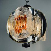 Amber mid-century chrome chandelier by Toni Zuccheri for Veart, Italy, 1970s.
