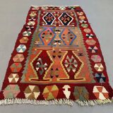 Vintage Turkish Mini Kilim 93x49 cm Wool Small Kelim Runner, shabby Chic