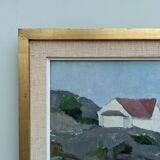 1954 Mid Century Modern Landscape Oil Painting 'Walking the Archipelago', Framed
