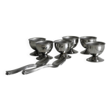 6 silver metal egg cups