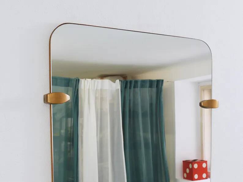 Large Trapezoidal Mid-Century Full-Length Wall Mirror, Vienna, Austria, 1950s
