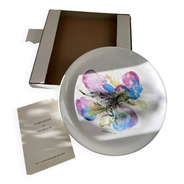 Assiette porcelaine zao wou ki assiette orchidée coffret