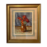 Tableau ancien, nature morte aux giroflées signée Abel Gay (1877-1961)
