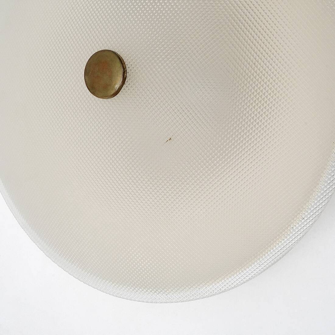 Stilnovo Textured Glass Flush Mount Ceiling Lamp, Italy 1950s