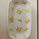 Lunéville rectangular dish/dish with green and yellow geometric pattern