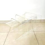 Nesting tables in transparent plexiglass – Design David Lange – 1970s