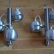 Pair of 70s space age eye ball chandeliers in brushed aluminum