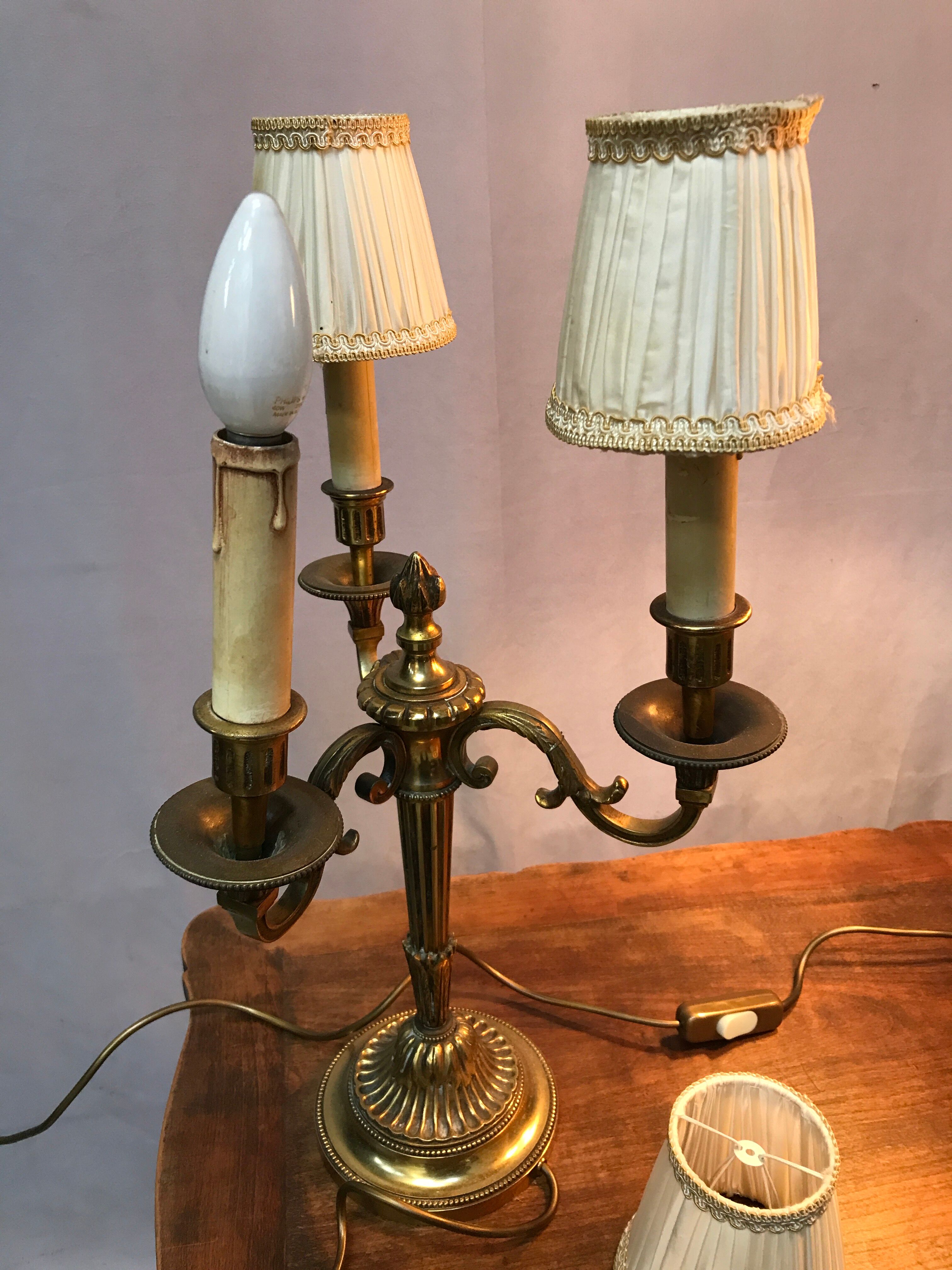 Pair of electrified three-branched candlesticks
