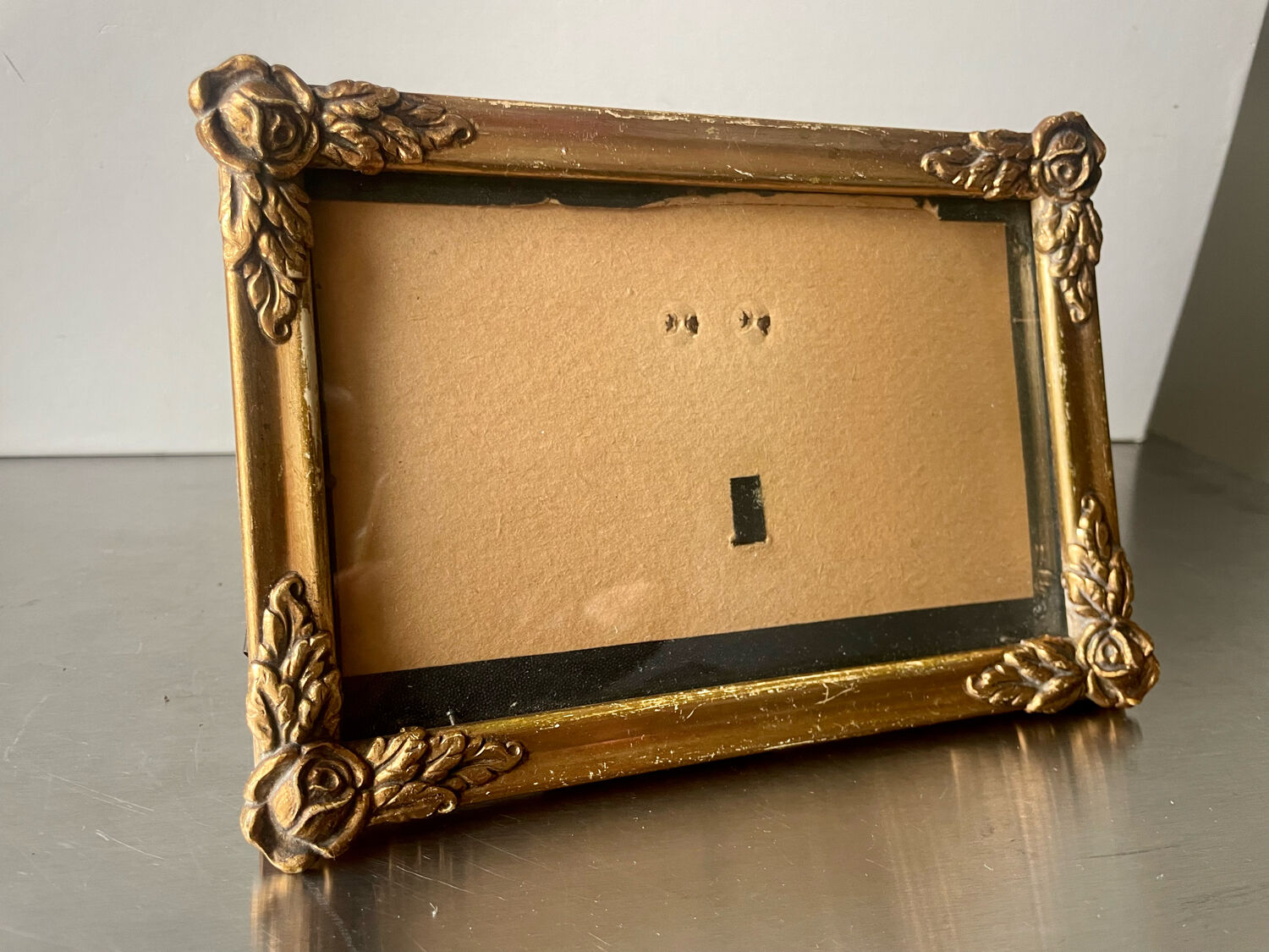 Antique art nouveau frame gilded wood measurements 20 cm x 14 cm convex glass