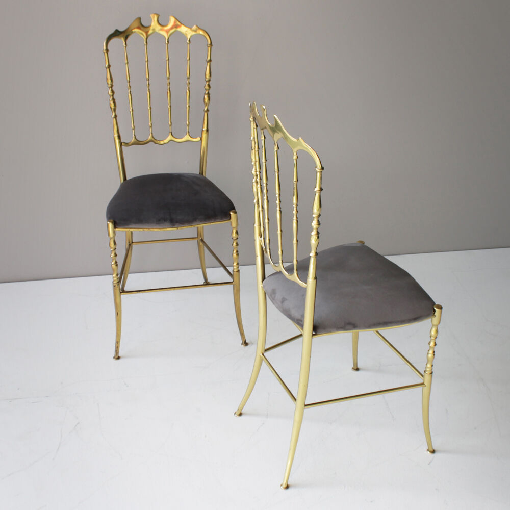 Pair of brass Italian Chiavari chairs