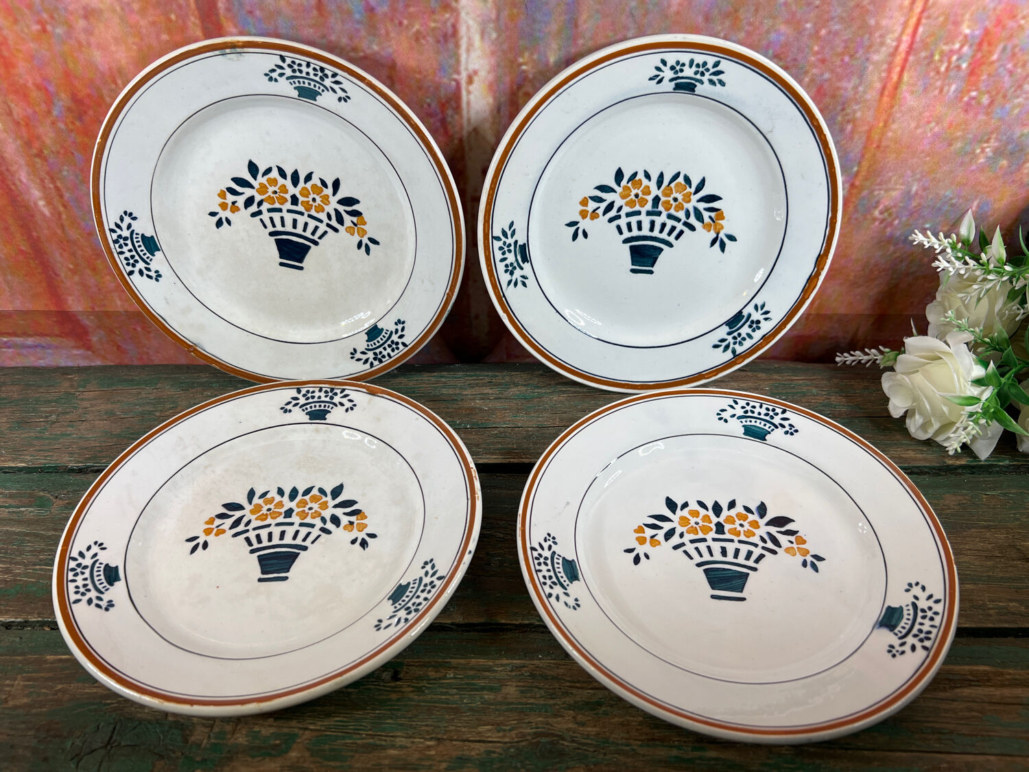 4 assiettes dessert art nouveau Moulin des Loups