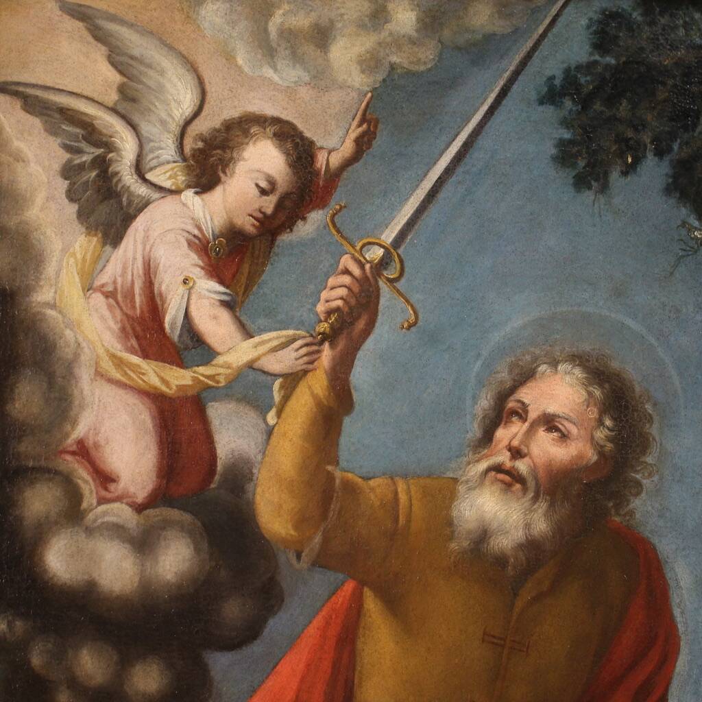 Religious painting from the 17th century, Sacrifice of Isaac