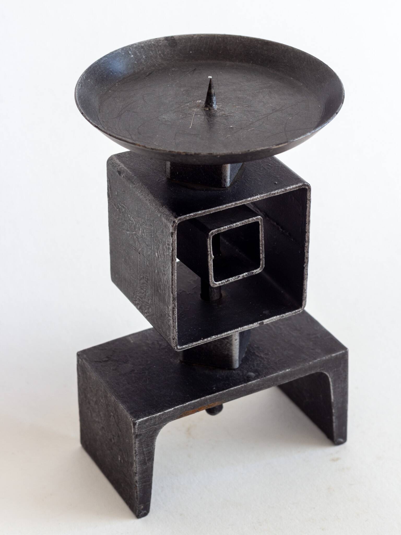 Wrought metal totem candle holder, 1960s