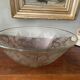 Antique bowl or salad bowl in engraved crystal, floral motif, signed "Delvaux P"