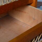 Wooden and rattan dresser