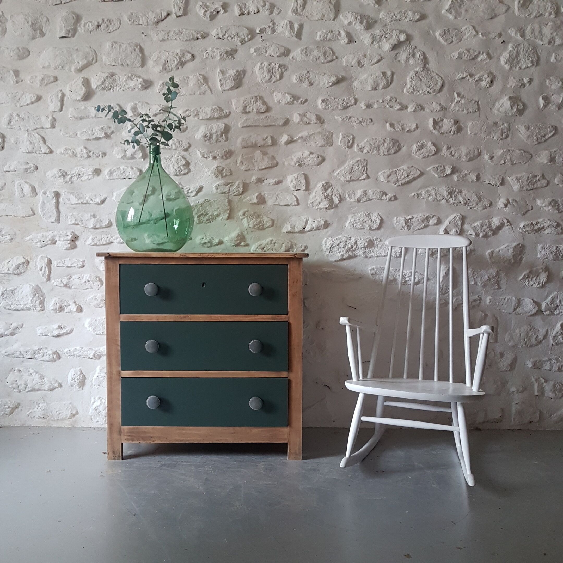 Vintage wood and green dresser