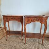 Pair of marquetry tables