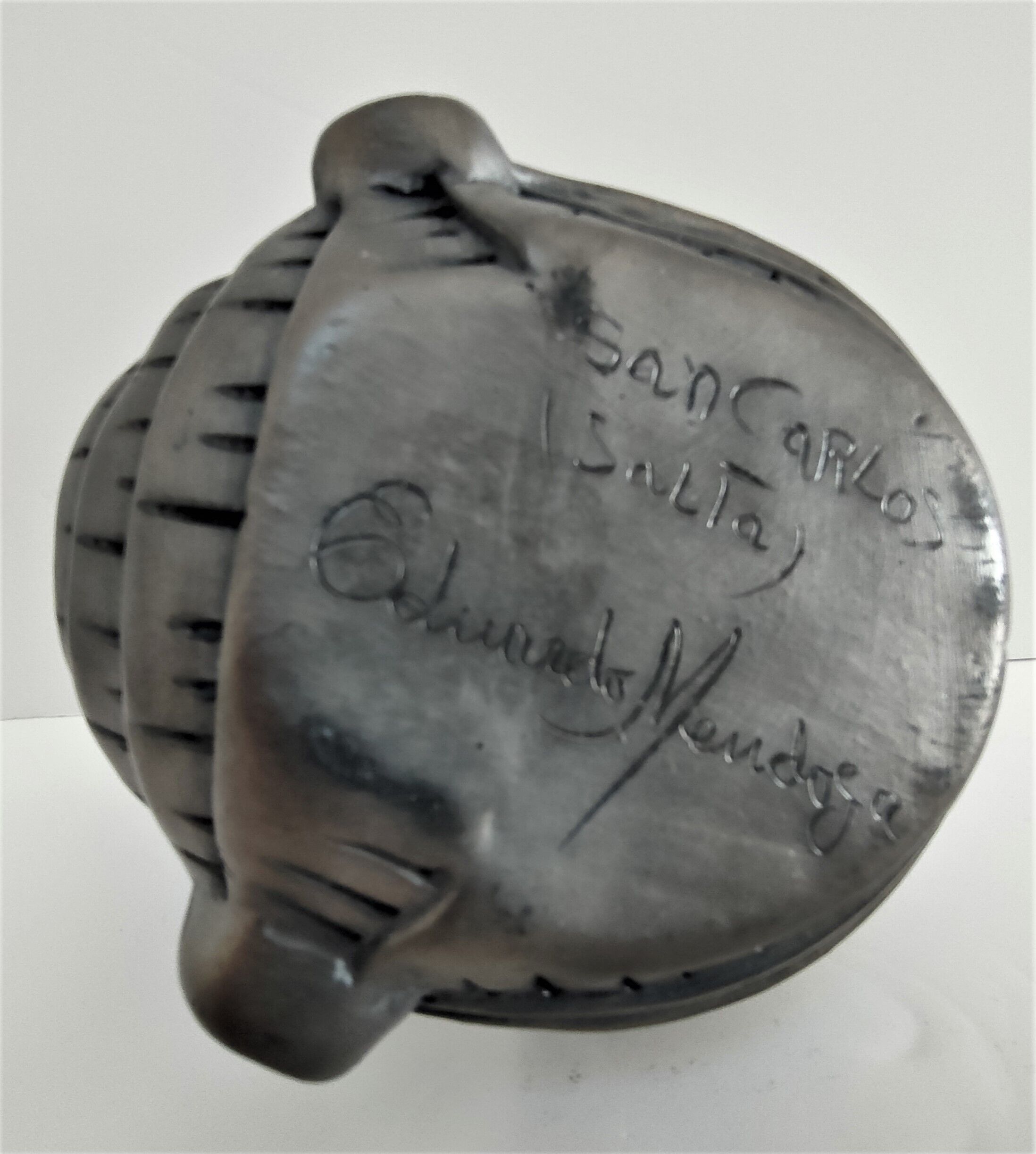 Zoomorphic ashtray armadillo black ceramic signed