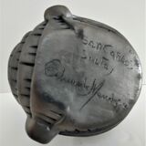 Zoomorphic ashtray armadillo black ceramic signed