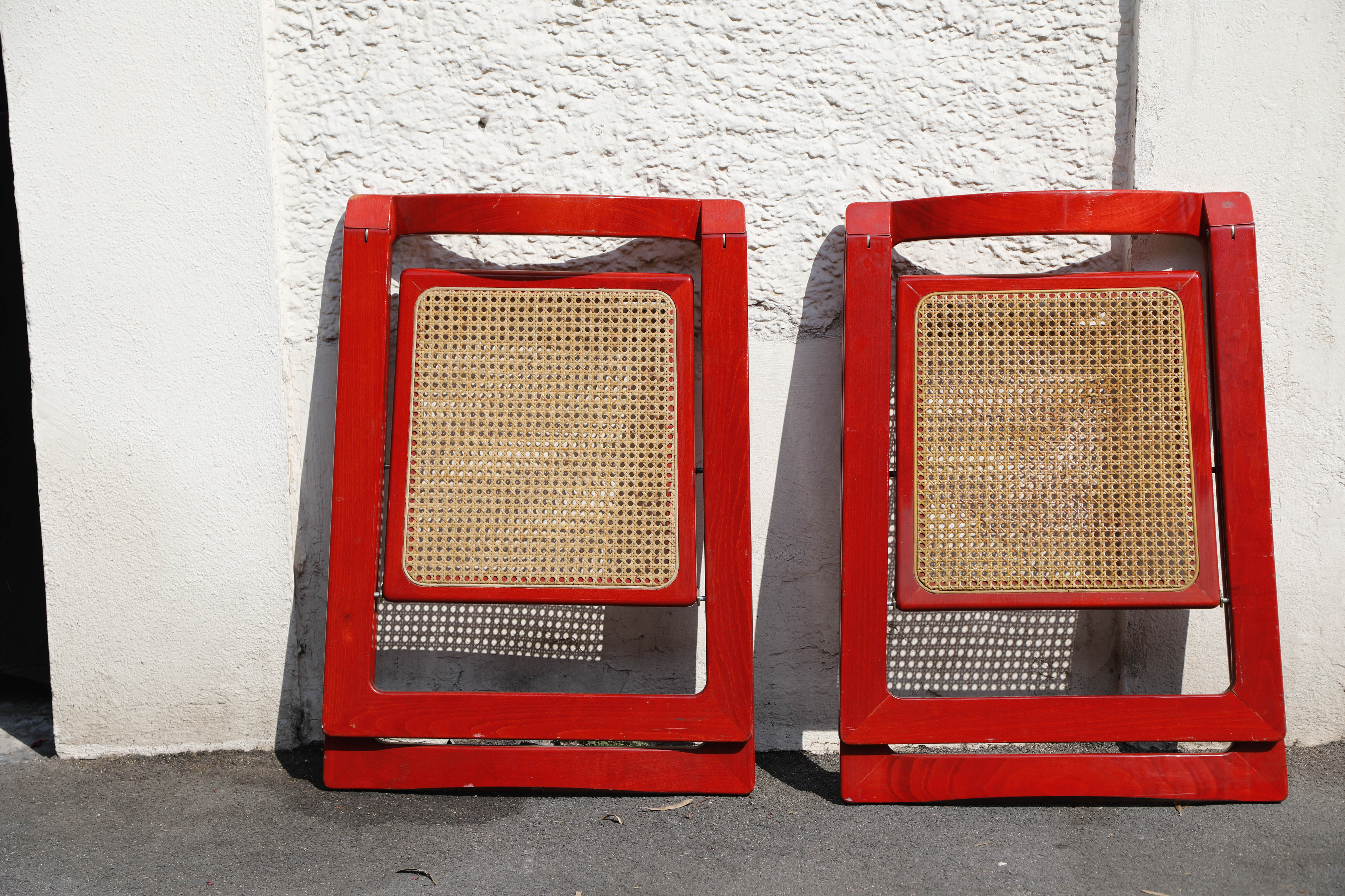 Pair folding canne chairs Bazzani 1960