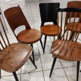 Suite of 6 chairs of Bistrot Baumann mismatched Mondor,Dove,Minuet