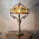 antique 19th century bronze rocaille lamp with a beautiful glass shade soldered with lead