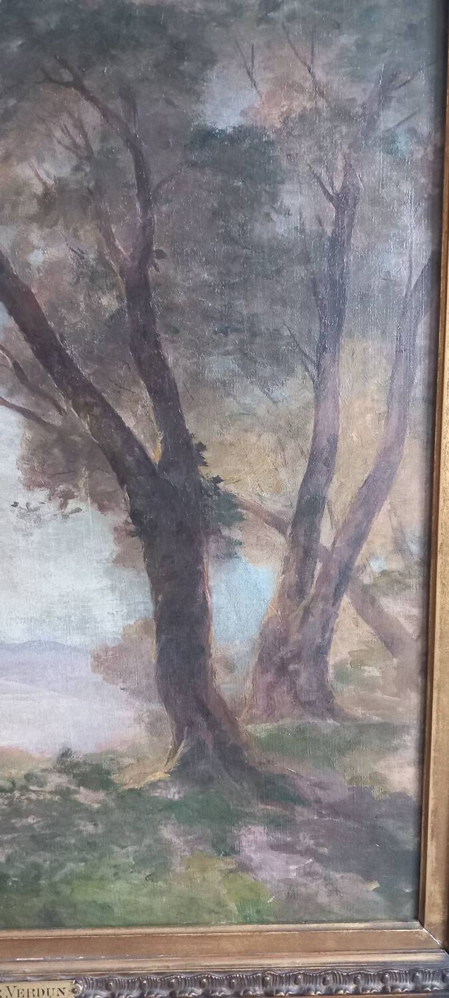 Old painting Late 19th century - R VERDUN (1873-1954) - Around the chin - 81*71.5 cms