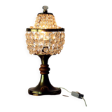 Brass & Crystal Table Lamp, Czechoslovakia 1970s