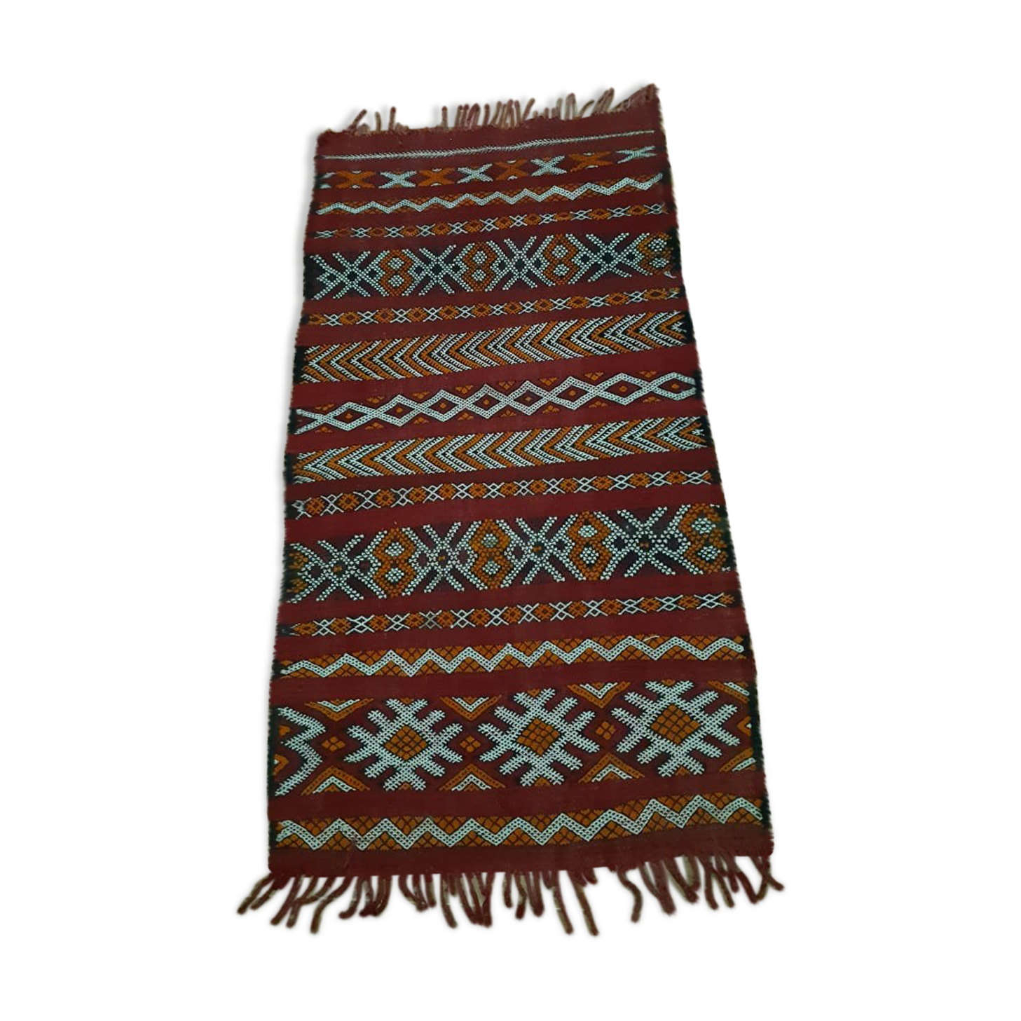 Tapis kilim rouge berbère 147×78