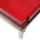 Large table low red laqué