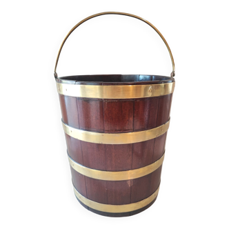 Wood and brass bucket