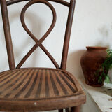 Striped curved wooden bistro chair