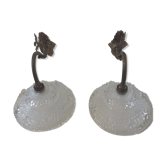 Duo of bronze and glass appliques