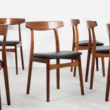 Midcentury Danish set of 6 dining chairs in rosewood by Henning Kjaernulf for Bruno Hansen 1960s