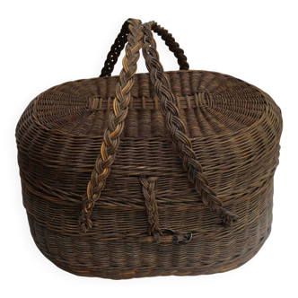 Panier bressan en osier naturel vintage