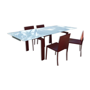 Table de salon gainée - chaises