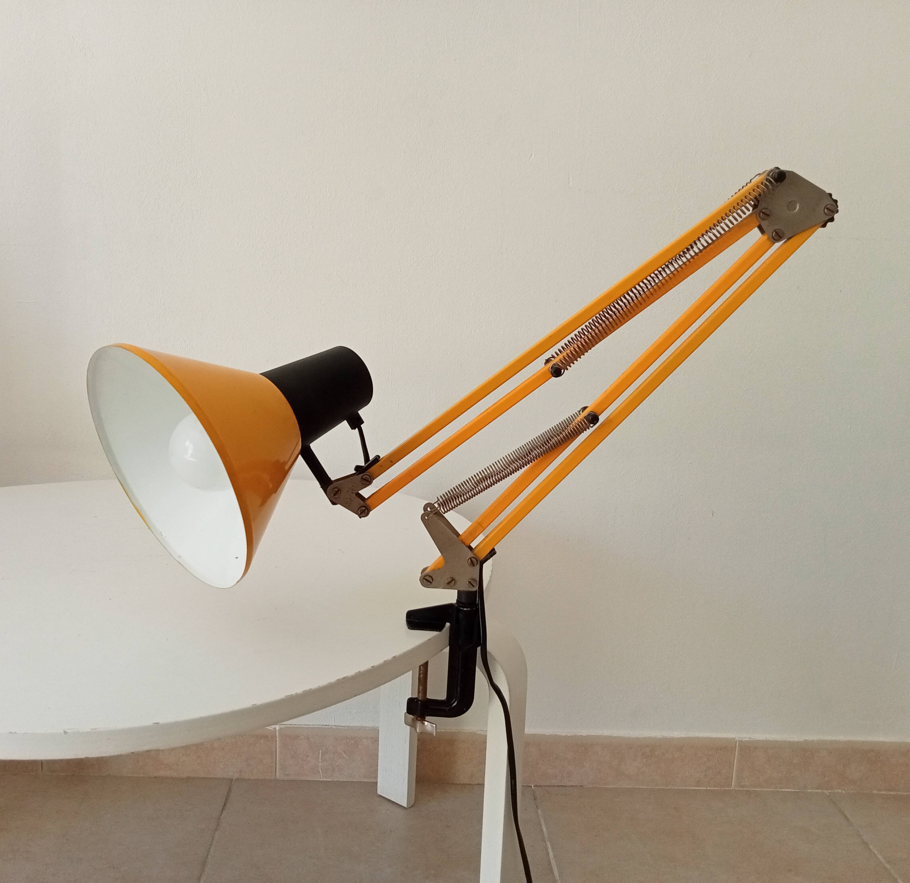 Vintage 1970s mustard yellow architect lamp