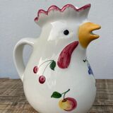 Ceramic rooster pitcher decorated with vintage flowers