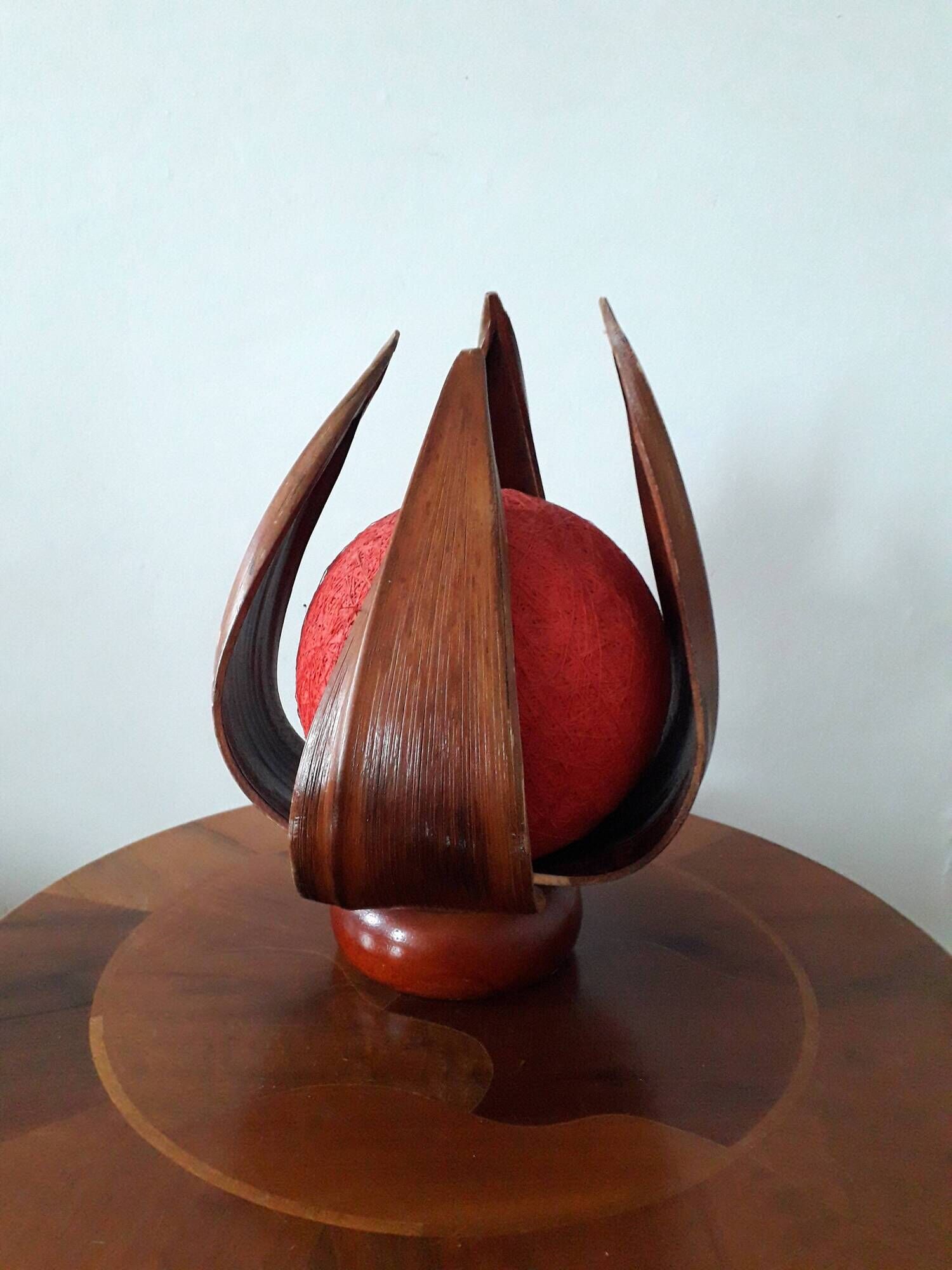 Lampe à poser vintage - écorce de palmier - 1980-90