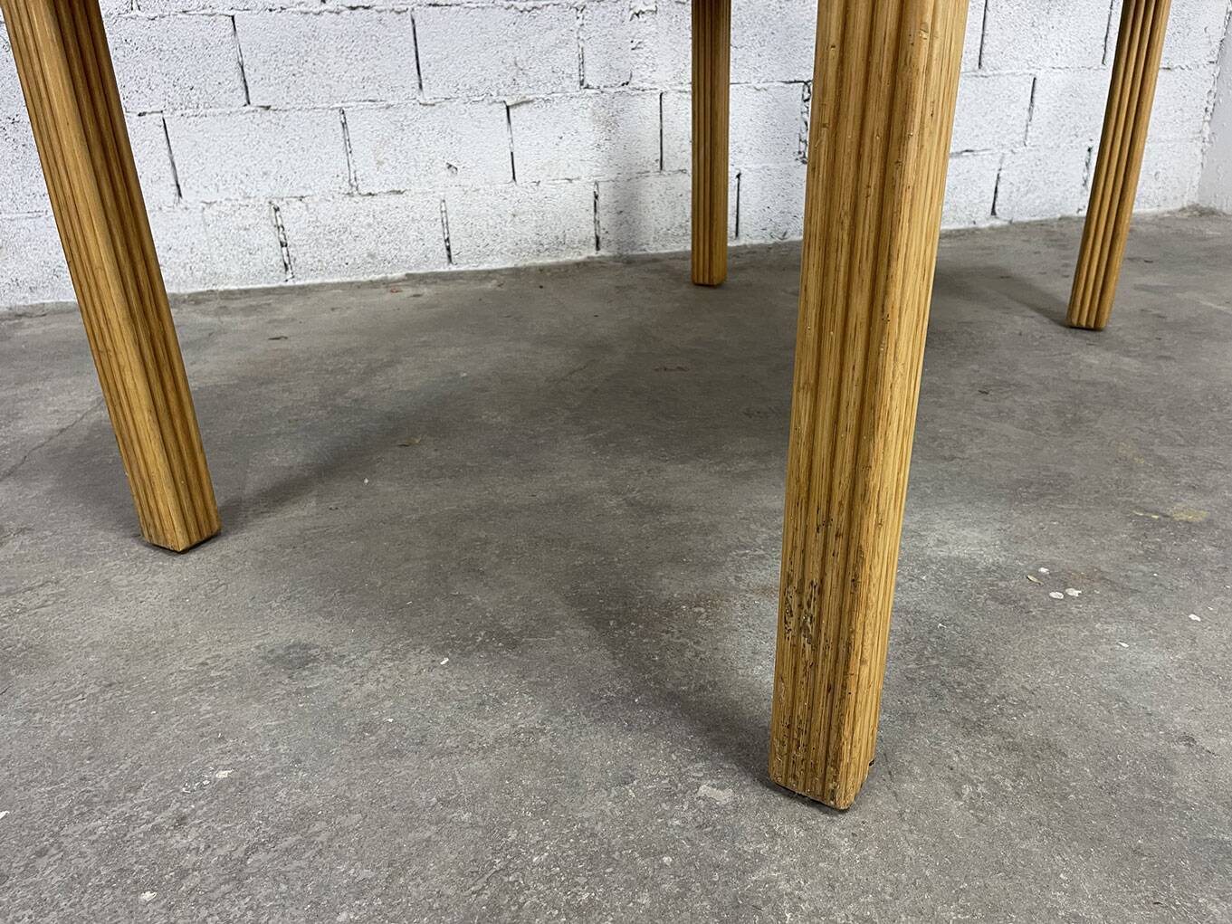 Italian rattan and glass table from the 1970s