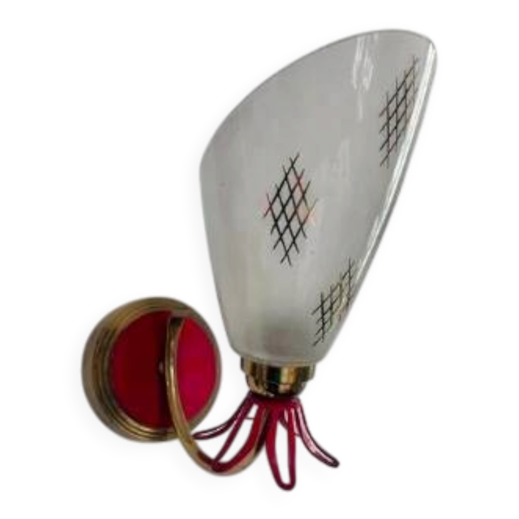 Applique or et rouge opaline années 60